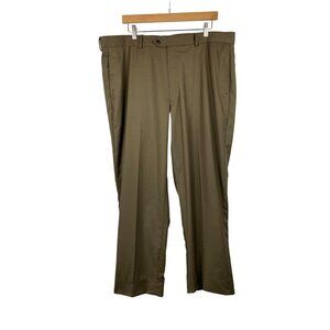 Joseph & Feiss Mens Dress Pants Size 38x30 Olive Green Flat Front